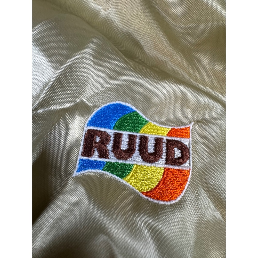 #617 Vintage King Louie RUUD Satin Bomber Jacket Gold Mens Medium Made in USA - Picture 5 of 6